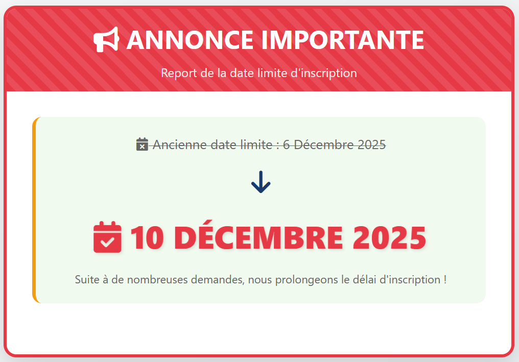 Report de la Date Limite d’inscription au Workshop Robotics & AI