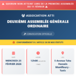 Convocation à la deuxième Assemblée Générale Ordinaire (AGO) – Mercredi 25 février 2026